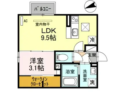 サントレーフル(1LDK/1階)の間取り写真