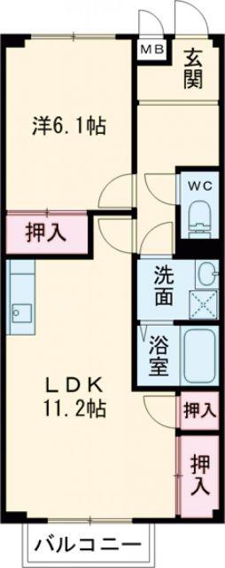 クレストビレッジIII(1LDK/2階)の間取り写真