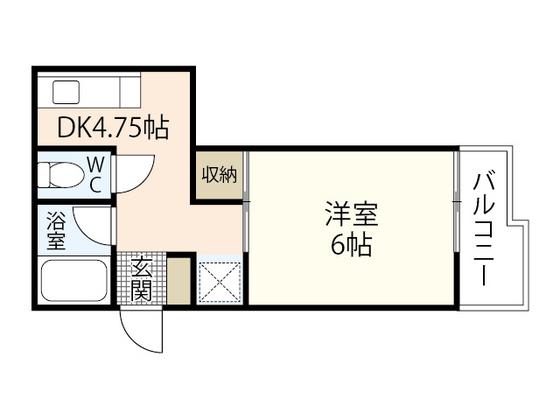 第1木本ビル(1DK/4階)の間取り写真