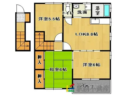 ジョイフルKIII(3LDK/2階)の間取り写真