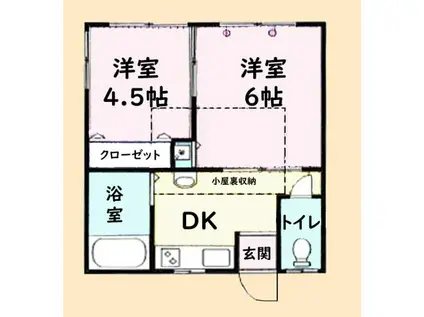 スカイコート東金(2DK/2階)の間取り写真