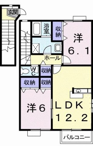 デュエルミサキIIIA(2LDK/2階)の間取り写真