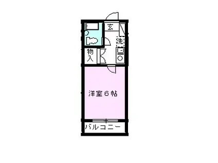 千葉都市モノレール 作草部駅 徒歩3分 3階建 築34年(1K/2階)の間取り写真