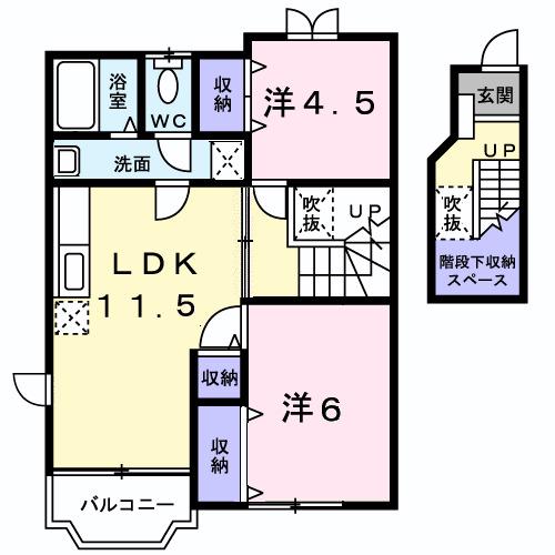 コンフォール(2LDK/2階)の間取り写真