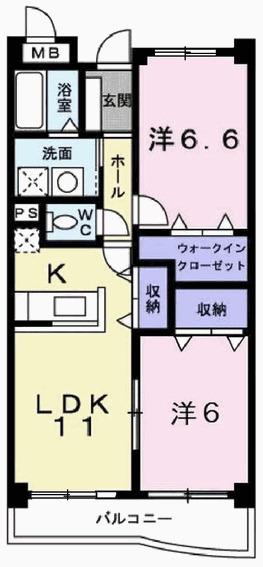 メゾン・ド・フレール(2LDK/2階)の間取り写真