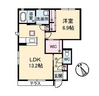水島臨海鉄道 常盤駅(岡山) 徒歩15分 2階建 築18年(1LDK/1階)の間取り写真