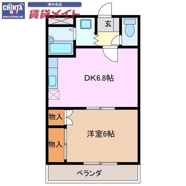 サンタプレイス(1DK/1階)の間取り写真