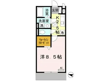 メゾンド・モンテ・ノール(1K/1階)の間取り写真