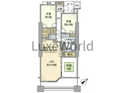 ヨコハマタワーリングスクエア(3LDK/2階)の間取り写真