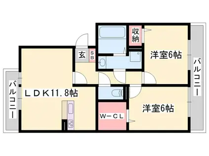 プリンシプルIII(2LDK/1階)の間取り写真