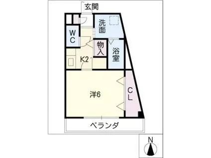 セントラルエール(1K/2階)の間取り写真