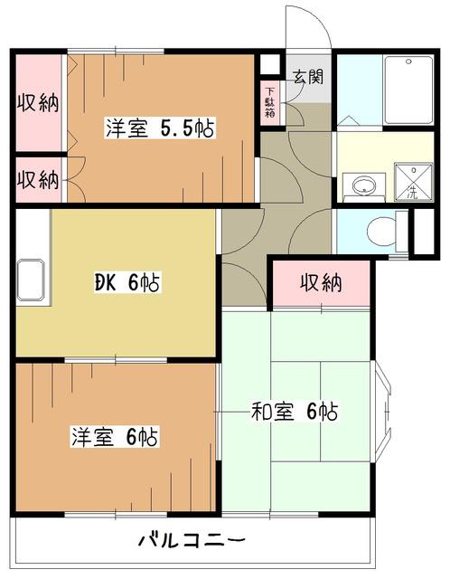 リヴァージュ静(3DK/1階)の間取り写真