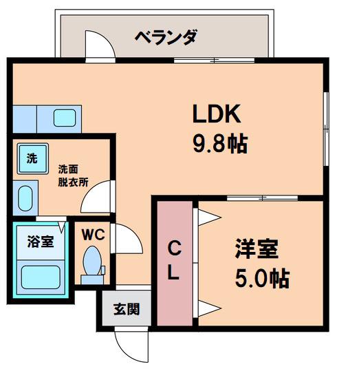 フロントフィールド長居東(1LDK/9階)の間取り写真