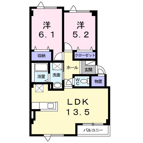 メニーハピネス・T(2LDK/2階)の間取り写真