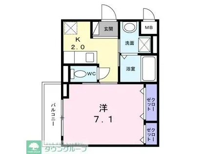 プリムヴェールV(1K/3階)の間取り写真