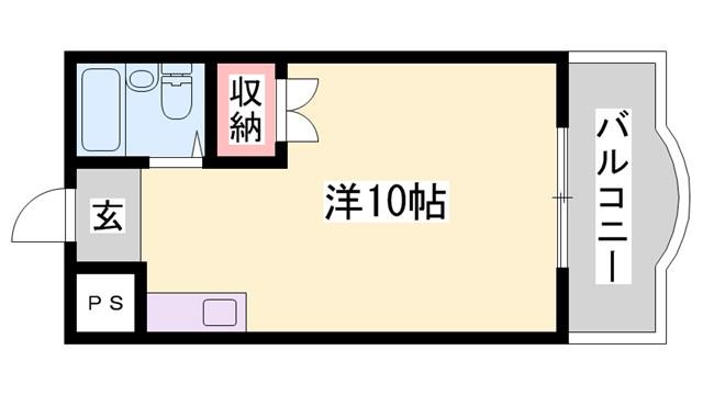 インペリアル加西(1K/4階)の間取り写真
