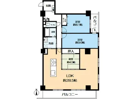 ドマーニ住吉(3LDK/5階)の間取り写真