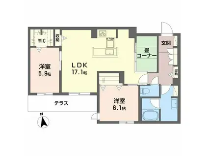 プレミアス鳳II(2LDK/1階)の間取り写真