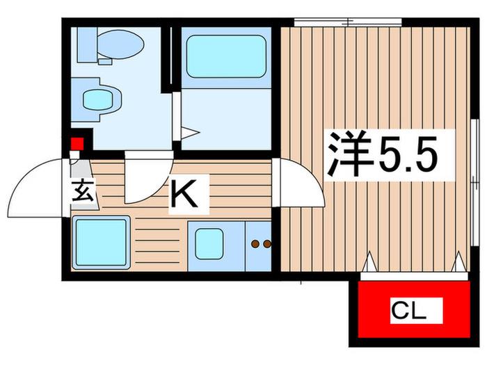 RUHE南小岩(1K/2階)の間取り写真