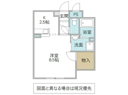 グラン・ドミール(1K/1階)の間取り写真