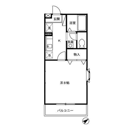 フォルトゥーナ-新川2丁目-(1K/1階)の間取り写真
