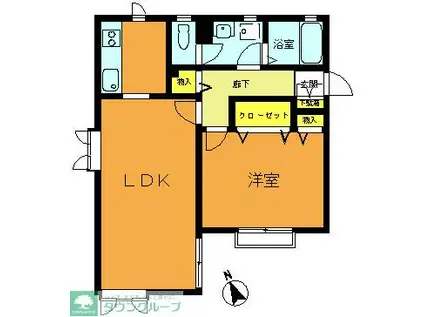 宮原アパート(1LDK/1階)の間取り写真