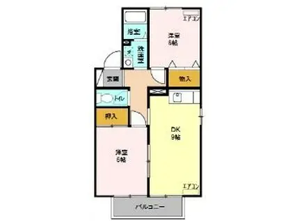 クロワールI(2DK/1階)の間取り写真