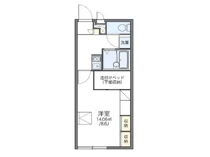 レオパレス多聞三ツ池(1K/2階)の間取り写真