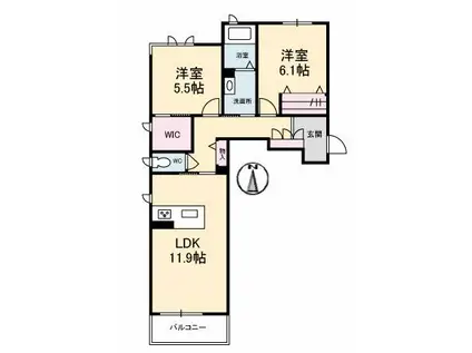シャーメゾン アイシス(2LDK/1階)の間取り写真