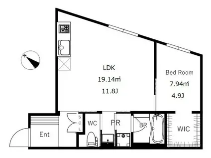 クリアル学芸大学(1LDK/4階)の間取り写真