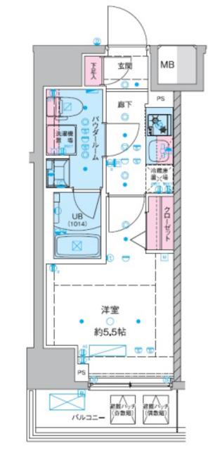 ジェノヴィア西川口III(1K/4階)の間取り写真