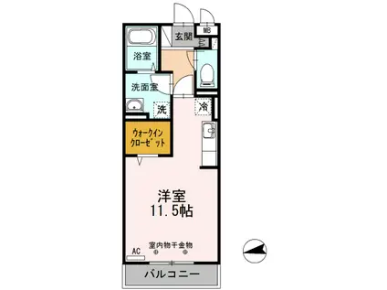 トネリコテラス 1(ワンルーム/2階)の間取り写真