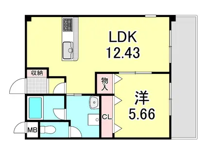 パラディオンIII(1LDK/1階)の間取り写真
