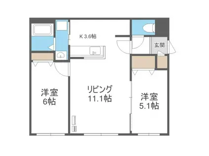 ASK・PALACEIII(2LDK/4階)の間取り写真