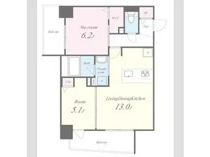 CEREJEIRA江坂(1SLDK/5階)の間取り写真