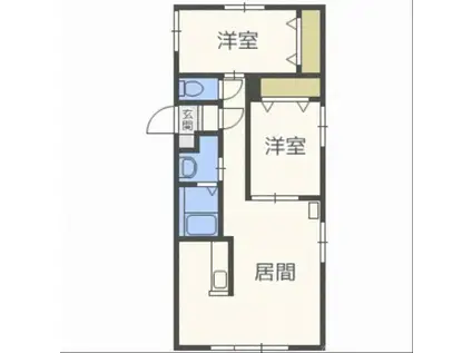 フェリスインフィニート平岸(2LDK/2階)の間取り写真
