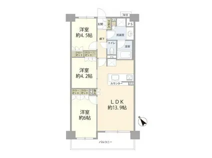 プレシス東日暮里(3LDK/2階)の間取り写真