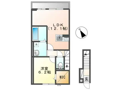 エルド―ル(1LDK/2階)の間取り写真
