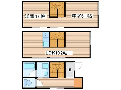 INHERIT木町通(2LDK/1階)の間取り写真
