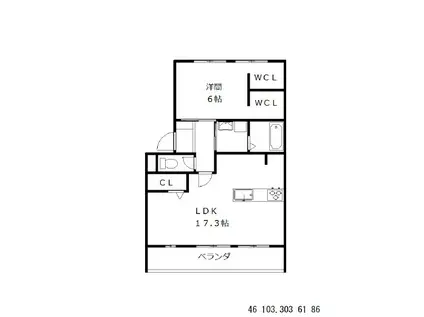 アラモードキャステル(1LDK/1階)の間取り写真