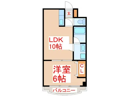 平之町タワーズ(1LDK/6階)の間取り写真