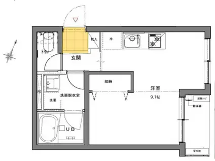 キャトル・セゾン(ワンルーム/3階)の間取り写真