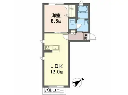 ヴィアソーレ高坂(1LDK/1階)の間取り写真