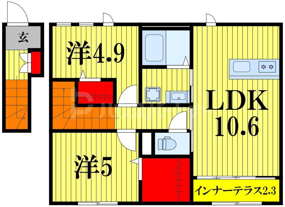 FELUCA(2LDK/2階)の間取り写真