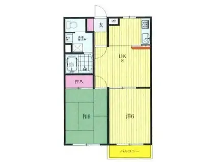 メゾン遠山II(2DK/2階)の間取り写真