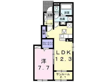 セレーノ上田I(1LDK/1階)の間取り写真