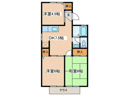 コーポ滝沢C(3DK/1階)の間取り写真