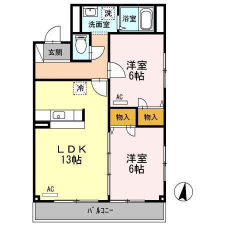 クレールはな(2LDK/2階)の間取り写真