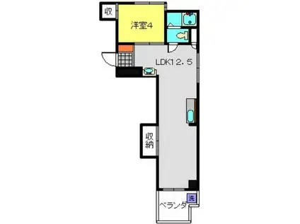 タカノフラット(1LDK/5階)の間取り写真
