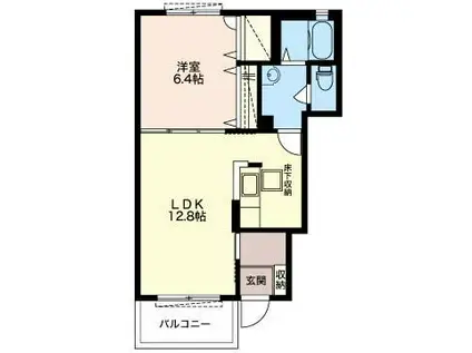 カルプマレメゾン(1LDK/1階)の間取り写真